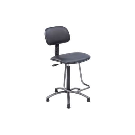 Global Equipment Interion    Office Stool with Teardrop Footrest - Vinyl - Black 600DBK